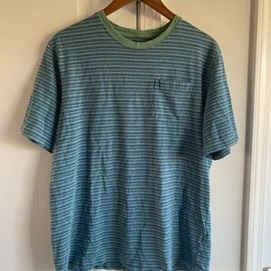 L.L. Bean Blue and Green vintage Striped organic cotton Tee